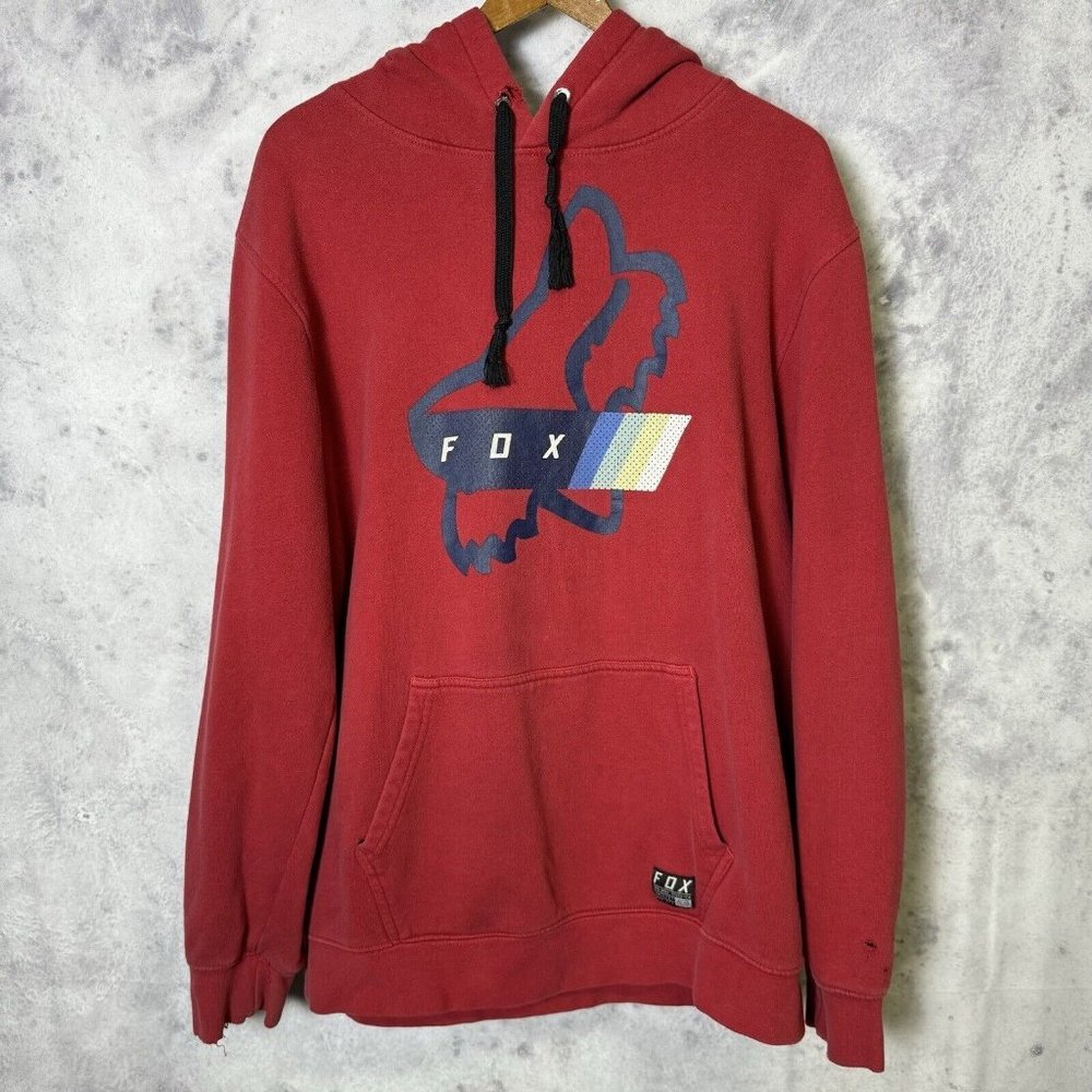 Fox Racing Hoodie Mens Large L Red Pullover Hoodie